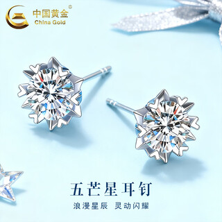 China gold (china gold) pt950 platinum earrings for women platinum five-pointed star topaz earrings valentine's day birthday gift for girlfriend and wife topaz five-pointed star earrings about 1.8g