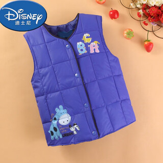 Disney (disney) 100-160 size children's winter down cotton vest for boys and girls, versatile warm cotton vest for indoor and outdoor wear, royal blue, size 140, recommended 120-130 cm