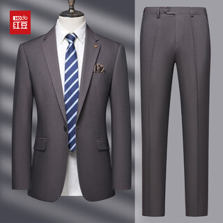 Red bean wool suit men's 2025 new autumn and winter suit men's wedding groom's banquet one-button suit brown m 170
