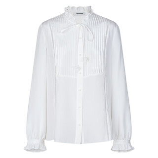 Jan an no white mulberry silk petal collar top silk shirt autumn new product j2560272sy white s 36
