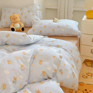 Fantasy puff dog super soft maternal and infant double-layer gauze quilt cover pure cotton gauze children's baby single and double quilt cover custom-made rainbow bear single-piece quilt cover 160*210cm