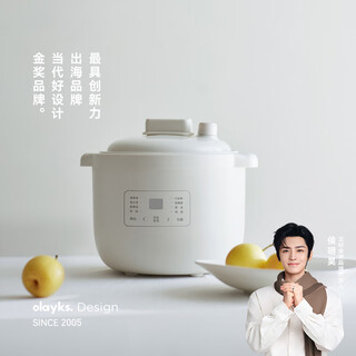 Olayks instant electric stew pot, household electric stew pot for 3-5 people, multi-functional, porridge, soup and food supplement, fully automatic white porcelain inner pot, micro-pressure direct stew 2.5l