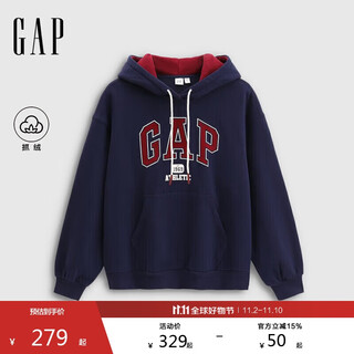 Gap women's 2025 autumn new three-dimensional foam printed logo fleece loose hooded sweatshirt top 792495