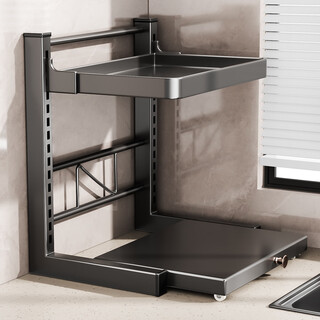 Benwang (bw) kitchen rice cooker storage rack multi-functional kitchen appliance storage rack countertop multi-layer pull-out microwave oven rack double-heightened roller pull-out length 40*depth 35-layer height adjustable+hook*4