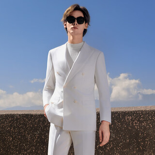 Guillaume de mons haute couture craftsmanship including cashmere wool suit suit for men white suit for groom and wedding dress for man han jade white top + trousers 52