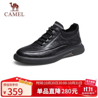Camel men's casual autumn business commuting soft sole comfortable sports leather shoes g13a155075 black 41