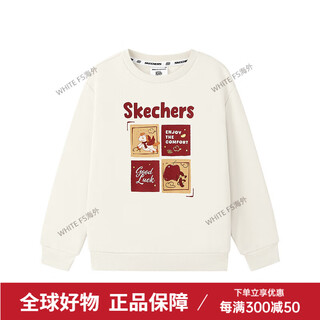 Skechers children's vibrant new year series winter children's clothing year of the horse fashion printed red sweatshirt four squares marshmallow white_0074 m 120c