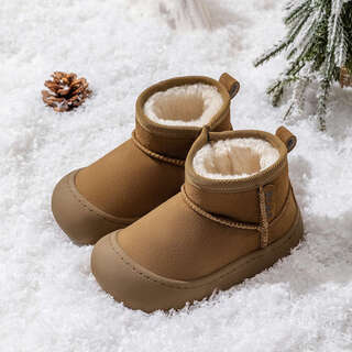 Bradmiller (bradmiller) baby boy snow boots winter cotton shoes children's velvet girls' thickened baby cotton boots toddler warm large cotton shoes 5920 brown velvet 15 inner length 15cm, size 23 suitable for feet about 14cm long