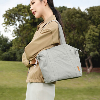 Leff shell tote bag, fashionable and versatile autumn and winter portable shoulder bag, seagull gray - can hold 14-inch notebook