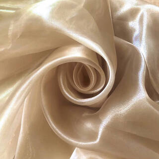 Fantasy pearlescent transparent micro-hard crystal organza designer wedding dress wedding decoration fabric photography stage background gauze khaki/one meter price/width 1.5 meters/multiple pieces without cutting