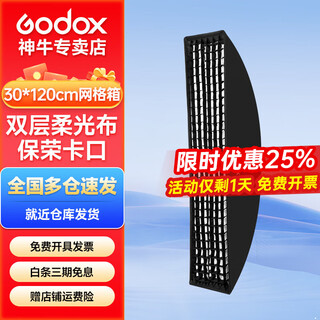 Godox grid soft box long strip grid studio flash soft light cover baorong bayonet soft light cover studio accessories fw30*120cm grid soft light box