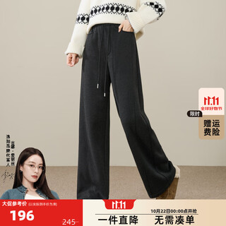 Ese-y yiyang woolen wide-leg pants for women 2025 autumn and winter new style soft and thick velvet white casual straight pants black gray 28