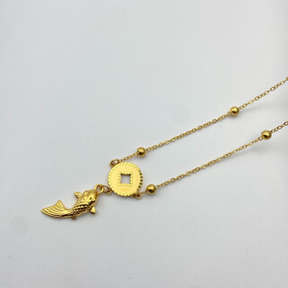 Xuping xuping jewelry alloy fashionable temperament new chinese style koi copper coin necklace gift jewelry t001197031 necklace about 45+5cm