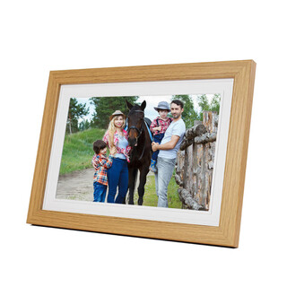 云智星10英寸数码相框木IPS触屏高清充电子相册WiFi网传图片视频广告机 10英寸原木色32G内存