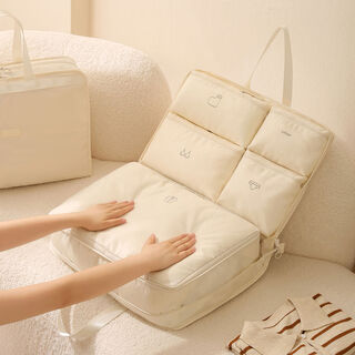 Yusenyi 7-in-1 travel storage bag, hanging compression bag, luggage storage bag, portable clothing repackaging bag, clothing organization, tea white - 2:00 compression style, three-dimensional, stylish and not soft