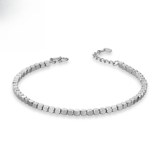 Lihutong platinum bracelet yuanshengfu new pt950 shiny sugar cube fashionable women's platinum bracelet simple and versatile 6.62g length 17-19cm sugar cube bracelet