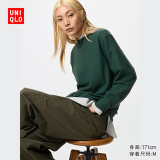 Uniqlo women's soft knitted polar fleece crew neck pullover/long sleeve fleece sweatshirt t-shirt 479609 479609/58 dark green s