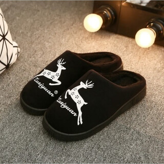 Donglai quality children's cotton slippers for baby girls in autumn and winter indoor home non-slip silent cute plush slippers broken size/fawn black 30-31 inner length 19cm/suitable for feet 28-29