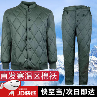 Mengdong genuine warm zone and cold zone military green cotton-padded jacket, winter pine green single top, short cotton-padded jacket and trousers set, single cotton-padded coat 170/100a