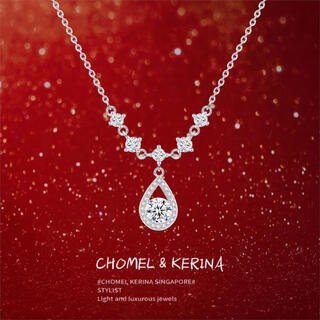 Hundred-year-old fengxiang mermaid tears sterling silver s999 necklace women's niche clavicle chain as a birthday gift for girlfriend, comes with a certificate, one thing, one certificate