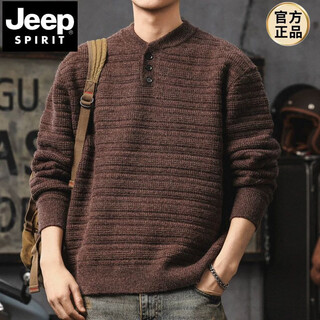 Jeep spirit american retro sweater for men in winter warm pullover bottoming sweater high-end handsome henry collar lazy style jacket hua ka weighs 850 grams m 110-130 jin jin is equal to 0.5 kg
