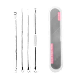 Yalikang acne needle blackhead needle stainless steel acne clip ultra-sharp cell clip blackhead removal clip beauty salon removal 1 piece acne needle 4 piece set + plastic box