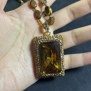 Obero wb19 natural wood alexandrite necklace rectangular necklace long chain elegant and elegant non-colliding shirt gift french sweater chain