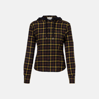 Coperni hooded plaid cotton shirt p01100762 brown xxs cn 155/80