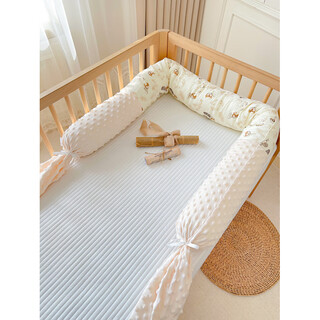 Sleep beibei crib bed fence soft bag anti-collision removable and washable fence one piece pure cotton anti-fall edge protection baby spliced bed fence jungle rabbit pure cotton gauze + bean fleece total length 200cm, inner 180cm