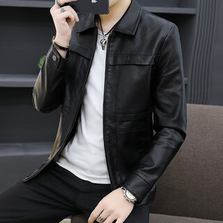 Playboy (playboy) leather jacket men's autumn and winter slim fit plus velvet thickened warm windproof jacket men's versatile casual new top jacket 9902 black regular m