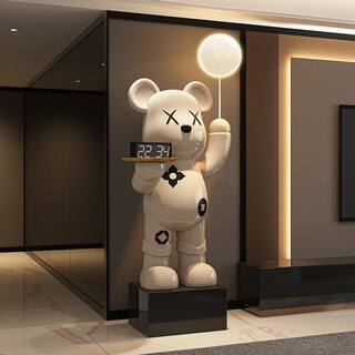 Dyed spring high-end violent bear ornaments internet celebrity living room sofa next to the tv cabinet bluetooth speaker 2025 new large size doll large size height 138cm beige deposit + black square bottom