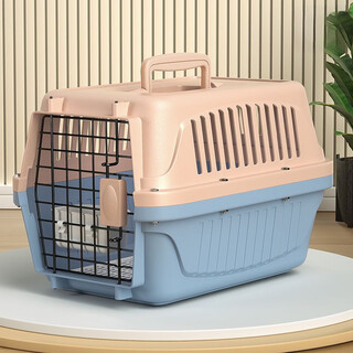 Modx pet flight box cat portable dog outing car cage small medium and large dog checked car portable black thickened flight box no. 1 - metal silver door