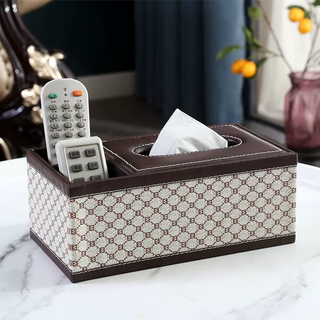 Yusenyi leather tissue paper box hotel home living room remote control multi-function storage box hotel b&b logo leather m long box