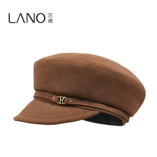 Lanno suede letter hat for women 2025 autumn and winter new style small face suitable for round face newsboy hat beret brown m (56-58cm)