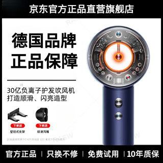 Rasw german hair dryer household silent negative ion high power does not damage hair high speed quick drying leafless hair dryer hair care dormitory baby pet ladies special portable business trip new smart hair dryer (official top configuration 1 1 blue purple) new smart scalp protection hair dryer as a gift