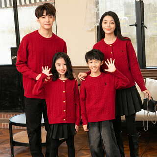 Bubble orange year of the horse family portrait red parent-child clothing autumn and winter new korean knitted cardigan family sweater mother and daughter clothing for three or four men single sweater/women single cardigan 175 mother size l (recommended weight 115-135 jin jin equals 0.5 kg)