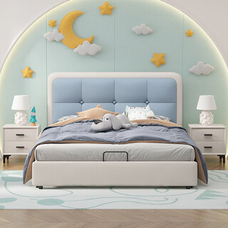 Xiaomi noble children's bed girls princess bed modern simple 1.5m small apartment boy's bed children's room light 1200mm*2000mm 1 bed upgraded widened thickened silent bed board x