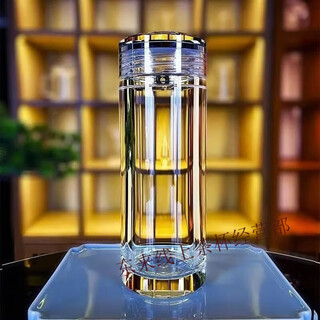 Fat donglai's same style crystal double-layer car glass tea cup large capacity portable thickened transparent insulated cup for men 400ml rhombus crystal lid can be customized