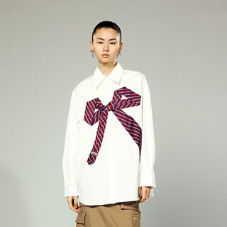 Uooyaa/wu ya classic three-dimensional tie bow shirt white s