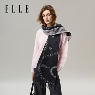 Elle 100% sheep wool scarf for women autumn and winter fashion new warm jacquard dual-purpose scarf gift box