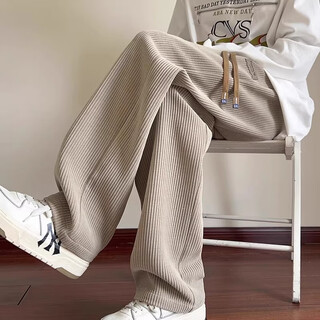 Kazuki kuraishi's trendy brand loose-fitting high-end loose straight pants men's sweatpants casual corduroy chenille sweatpants khaki xl