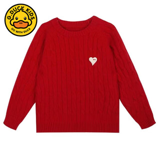 G.duck parent-child clothing for a family of three mother-child mother-daughter sweaters 2025 autumn and winter new style girls red twist sweater family clothing red 175 l size