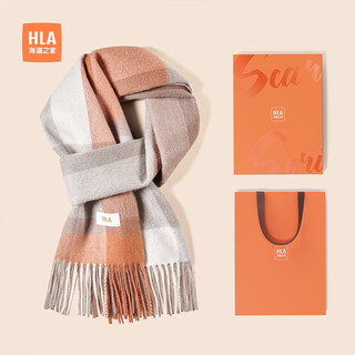 Heilan house (hla) women's pure cashmere scarf autumn and winter outdoor fashionable atmosphere shawl to keep warm for your girlfriend, soft brown maple, one size fits all