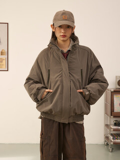 Octopusme loose, versatile, windproof and warm original winter couple pocket jacket, green gray l 165/88a