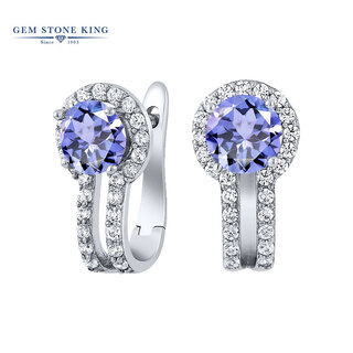 Gem stone king 1.42 carat tanzanite earrings women's 925 silver full diamond fashion colorful earrings earrings 2025 new style