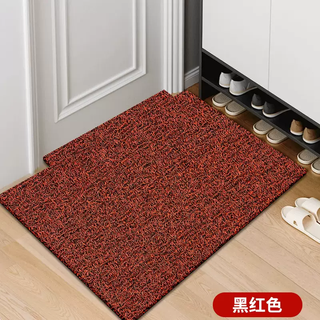 Yusenyi silk circle floor mat door mat entry carpet foyer household door mat can be cutted foot rubbing mat entry mat charming black red (thickened 20mm durable) 60x90cm