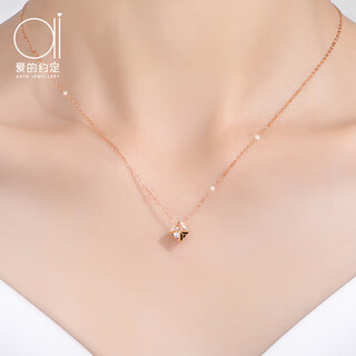 Promise of love heart with lingxi 18k color gold necklace for women rose gold clavicle chain anniversary gift for girlfriend