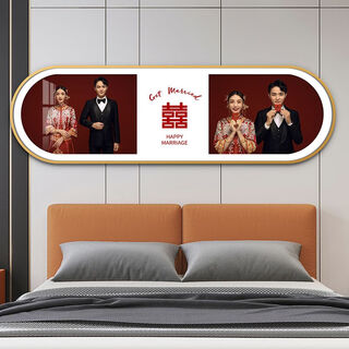 Fantasy wedding photography photo frame enlarged wall hanging plus photo customization living room bedside family portrait photo wedding photo hanging painting two palace grid 30*100cm aluminum alloy gold frame