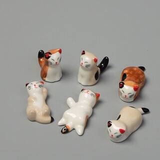 Fancychic japanese style cute cat chopstick holder chopstick holder creative household tableware ceramic chopstick holder chopstick holder pillow spoon holder cute cat chopstick holder 6 pieces