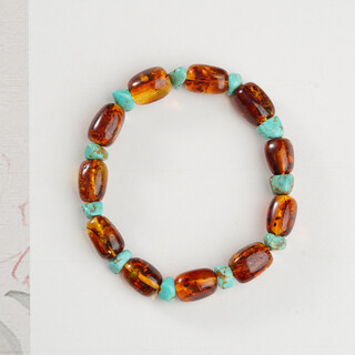 Potala palace orphan flower amber green pine single circle bracelet men's and women's amber transfer beads bead bracelet birthday gift for girlfriend